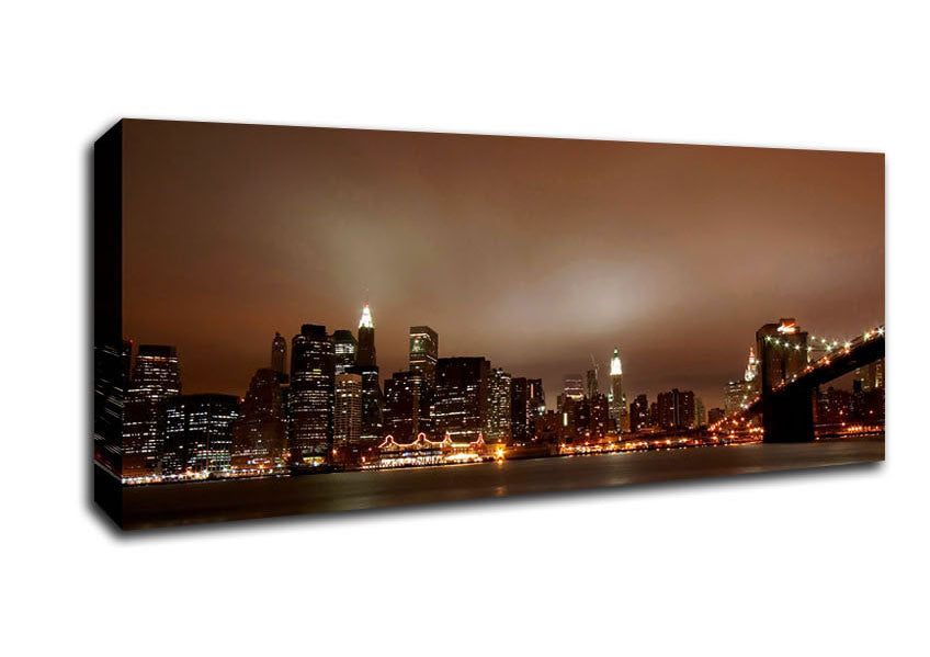 Picture of Hong Kong Chocolate Glow Panoramic Canvas Wall Art