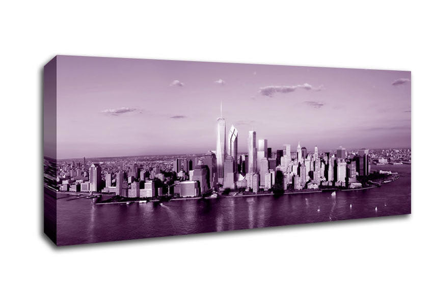 Picture of Hong Kong From Afar Purple Panoramic Canvas Wall Art