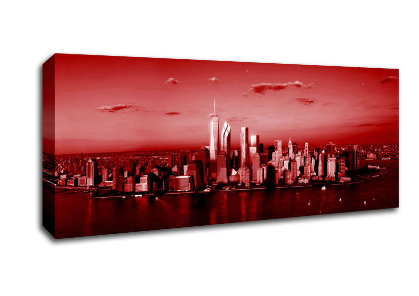 Picture of Hong Kong From Afar Red Panoramic Canvas Wall Art