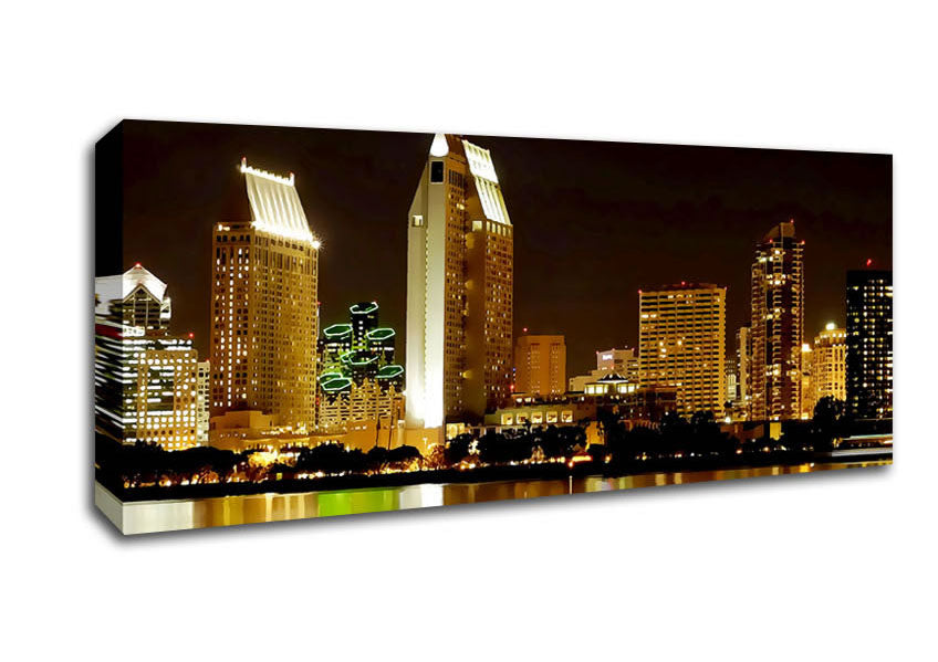 Picture of Hong Kong Golden Lights Panoramic Canvas Wall Art