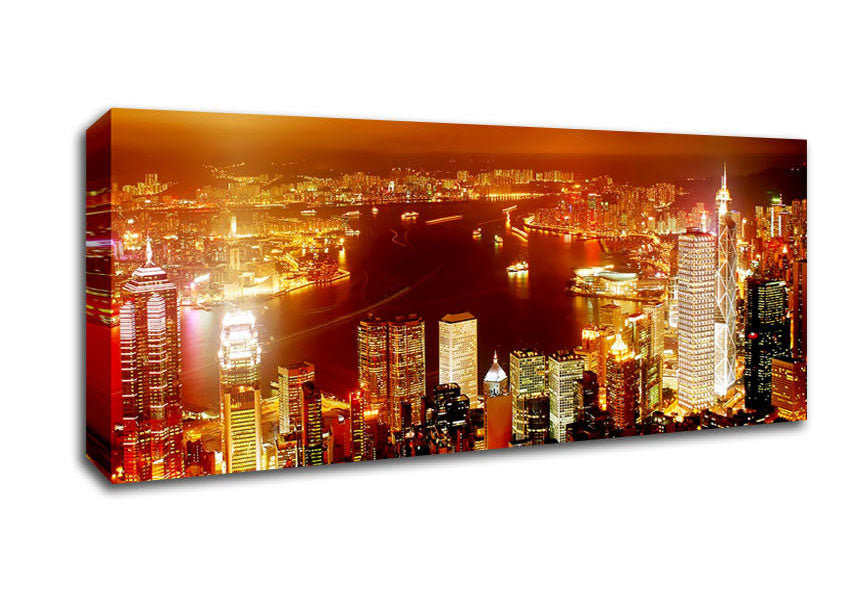 Picture of Hong Kong Harbour Nights Panoramic Canvas Wall Art