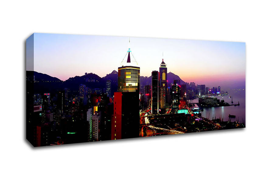 Picture of Hong Kong Surreal Nights Panoramic Canvas Wall Art