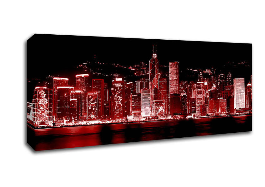 Picture of Hong Kong Waters Red Panoramic Canvas Wall Art