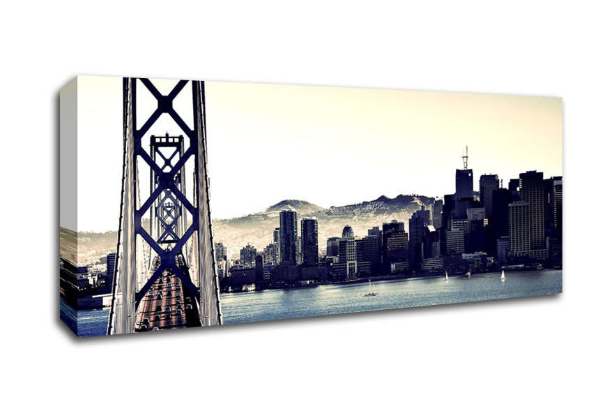 Picture of Intersection On Bay Bridge Panoramic Canvas Wall Art