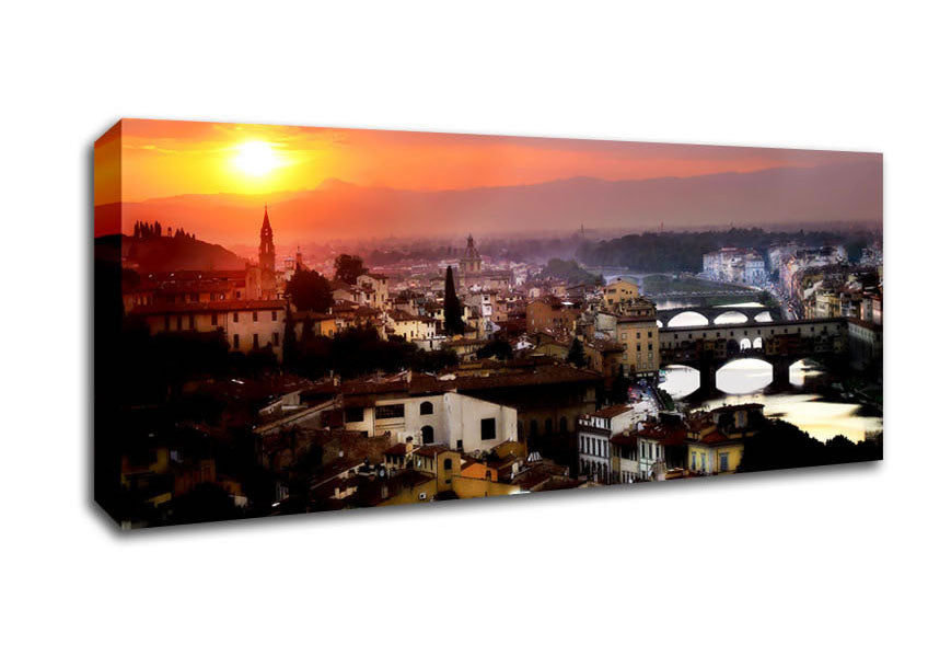 Picture of Italian Sunset Town Panoramic Canvas Wall Art