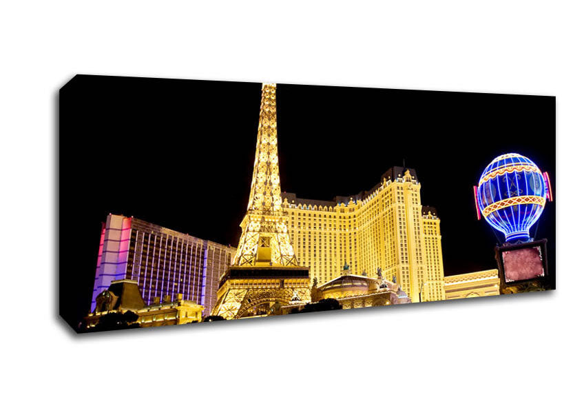 Picture of Las Vegas Golden Eiffel Tower Panoramic Canvas Wall Art