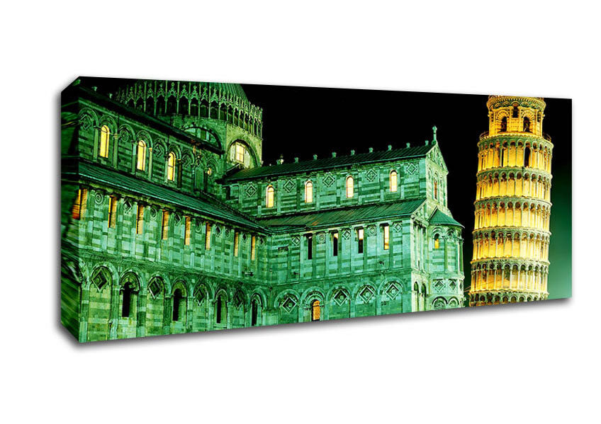Picture of Leaning Tower Of Pisa Green Hue Panoramic Canvas Wall Art
