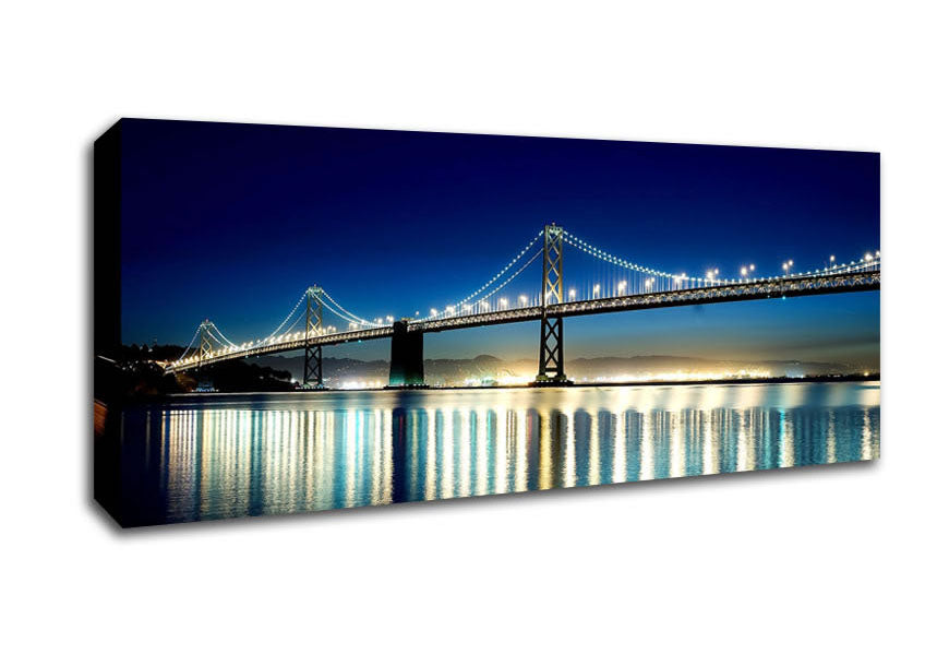 Picture of Lights Of The Night Bridge Panoramic Canvas Wall Art
