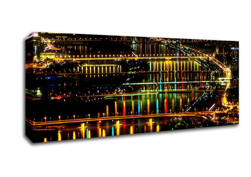 Picture of Lights At Danube Vienna Panoramic Canvas Wall Art