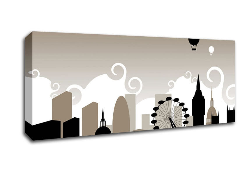 Picture of London City Outline Beige Panoramic Canvas Wall Art