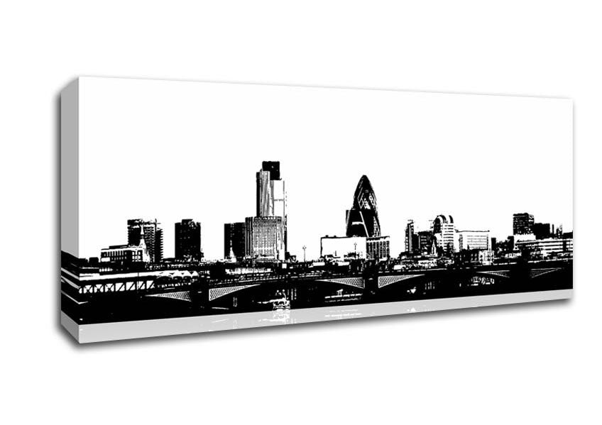 Picture of London City Waters B n W Panoramic Canvas Wall Art