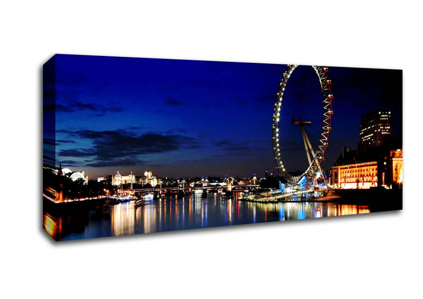 Picture of London Eye At Night Panoramic Canvas Wall Art