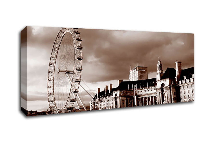 Picture of London Eye Brown Panoramic Canvas Wall Art