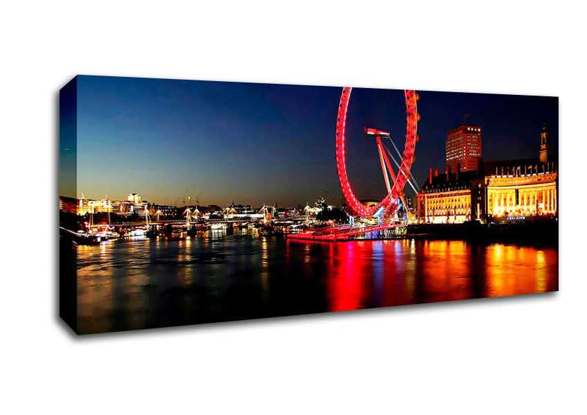 Picture of London Eye Red Reflections Panoramic Canvas Wall Art