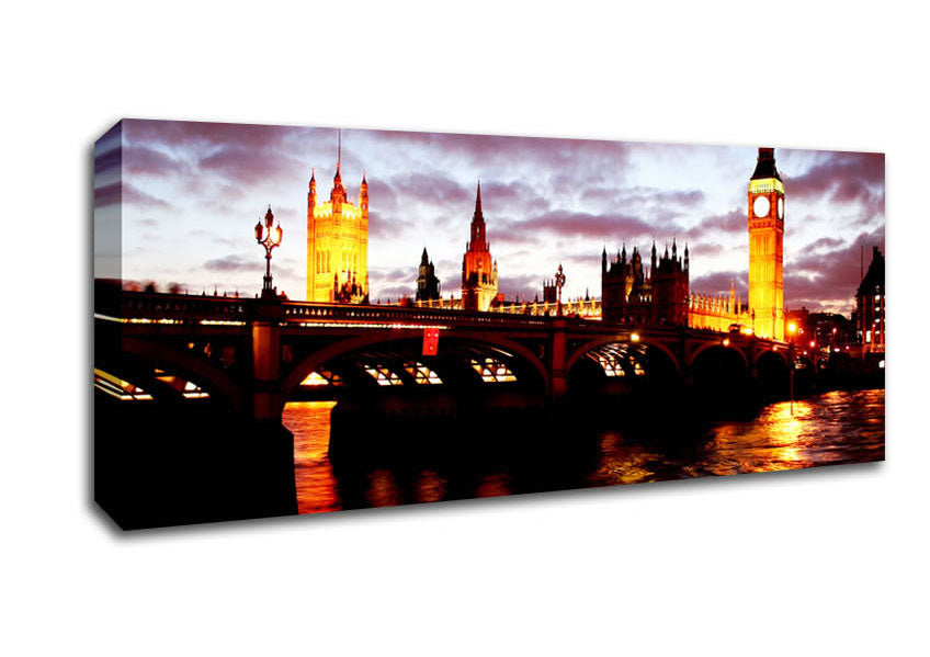 Picture of London Thames Reflections Panoramic Canvas Wall Art