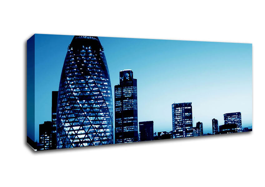 Picture of London The Gherkin Blue Cast Panoramic Canvas Wall Art