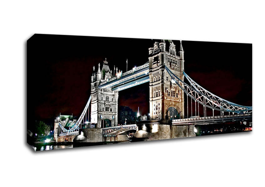 Picture of London Tower Bridge Night Lights Panoramic Canvas Wall Art