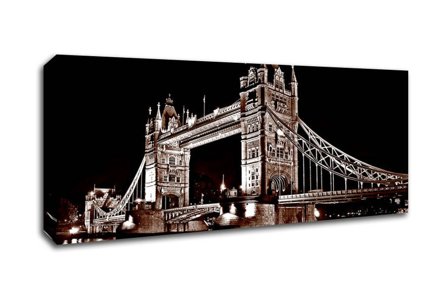 Picture of London Tower Bridge Retro Sepia Panoramic Canvas Wall Art