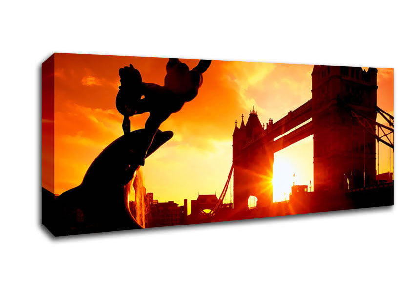 Picture of London Tower Bridge Statue Panoramic Canvas Wall Art