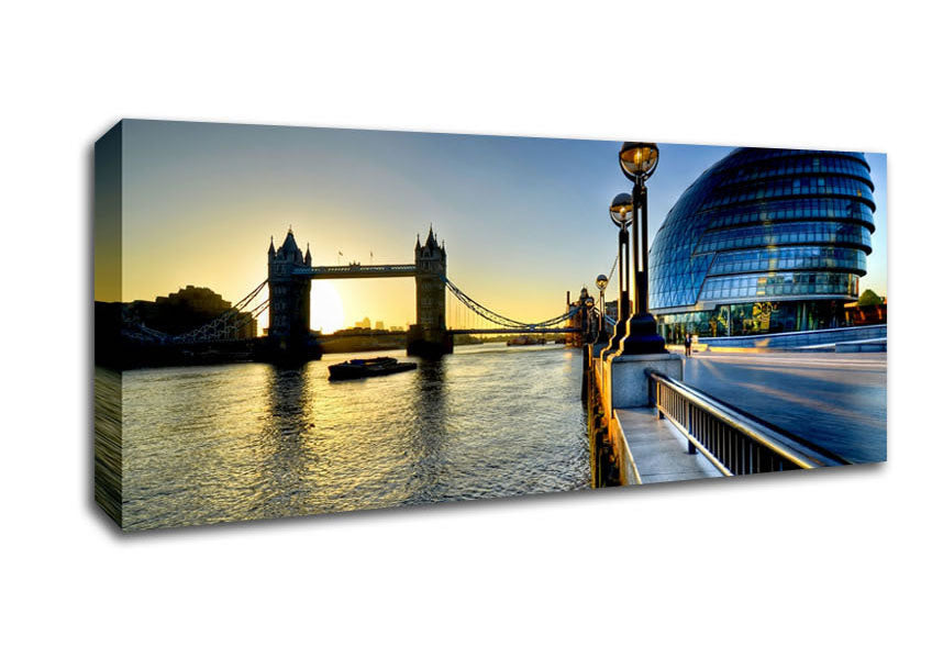 Picture of London Tower Bridge Sunset Panoramic Canvas Wall Art
