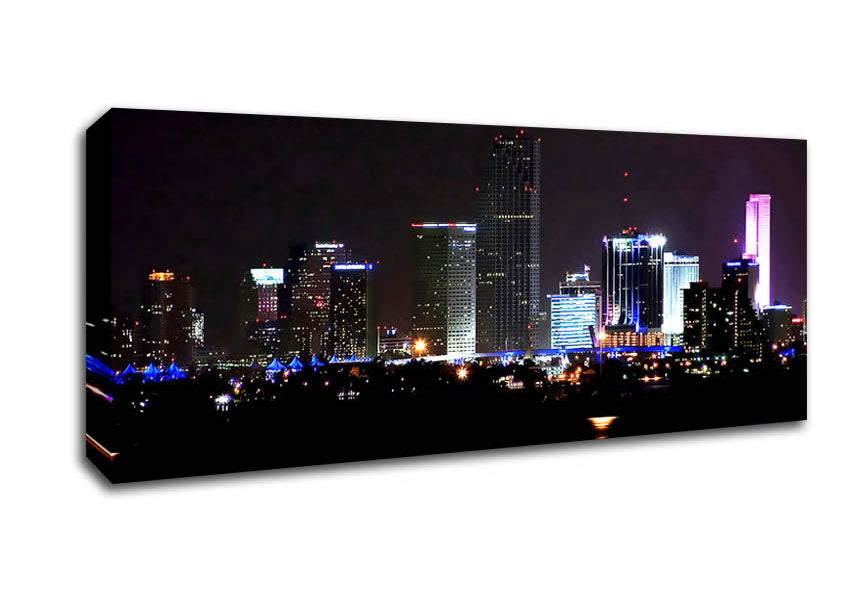 Picture of Miami City Lights Panoramic Canvas Wall Art