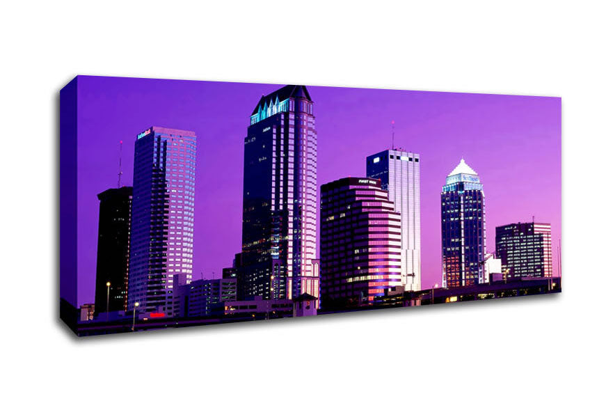 Picture of Miami Purple Nights Panoramic Canvas Wall Art