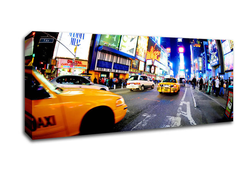 Picture of Yellow Cab New York Broadway Drive Panoramic Canvas Wall Art