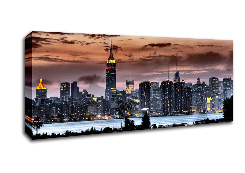 Picture of New York City Waters Below The Clouds Panoramic Canvas Wall Art