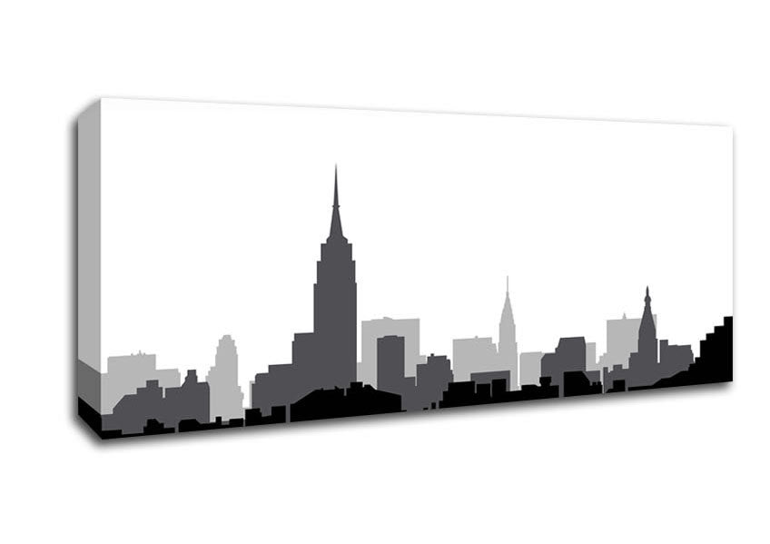 Picture of New York Silhouette B n W Panoramic Canvas Wall Art