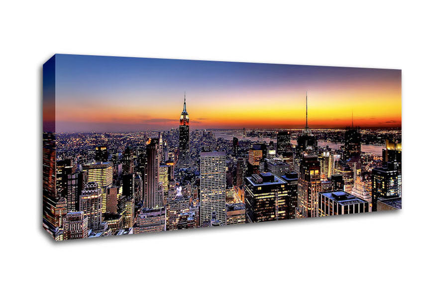 Picture of New York Sundown Panoramic Canvas Wall Art