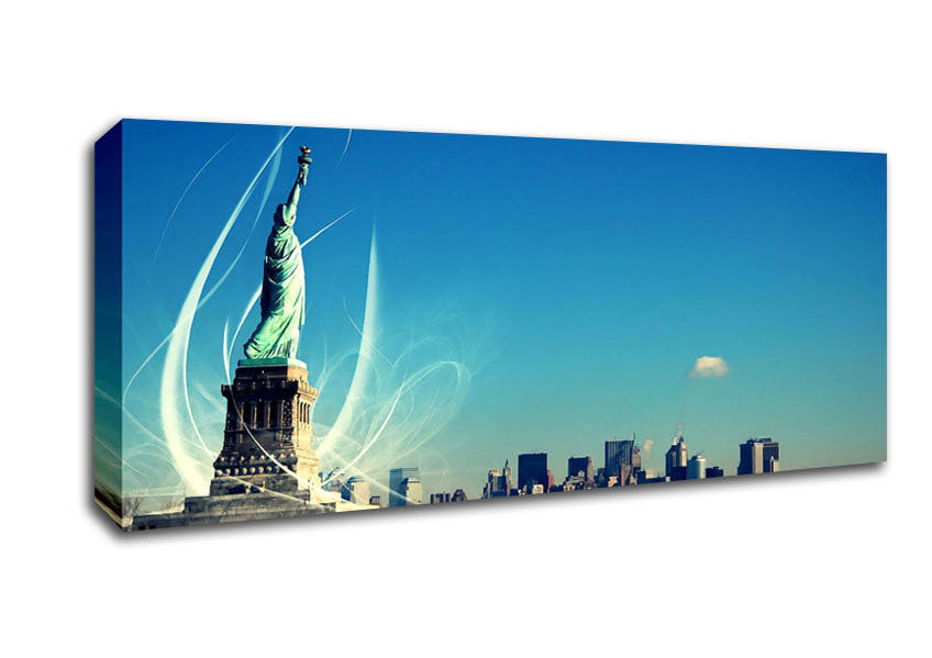 Picture of New Yorks Statue Of Liberty Panoramic Canvas Wall Art