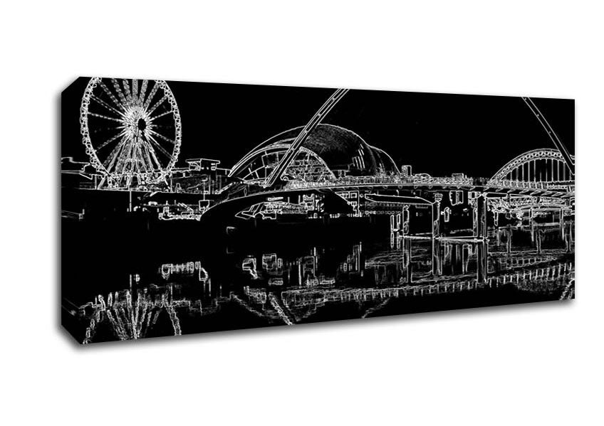 Picture of Gateshead Newcastle Millennium Bridge Psychedelic Panoramic Canvas Wall Art