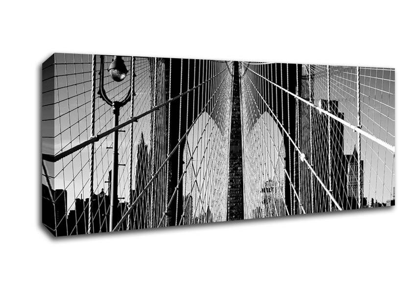 Picture of NYC Brooklyn Bridge Architect B n W Panoramic Canvas Wall Art