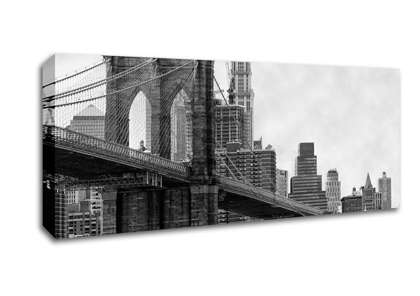Picture of NYC Brooklyn Bridge B n W Vintage Panoramic Canvas Wall Art