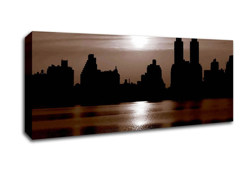 Picture of Nyc Brown Skyline Panoramic Canvas Wall Art