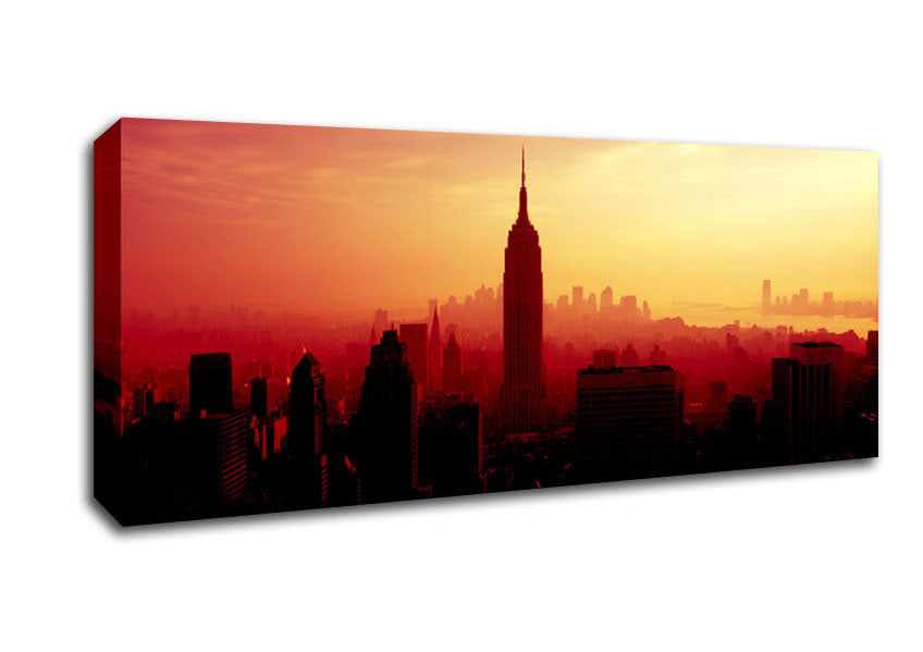 Picture of Nyc Empire State Building At Sunset Panoramic Canvas Wall Art