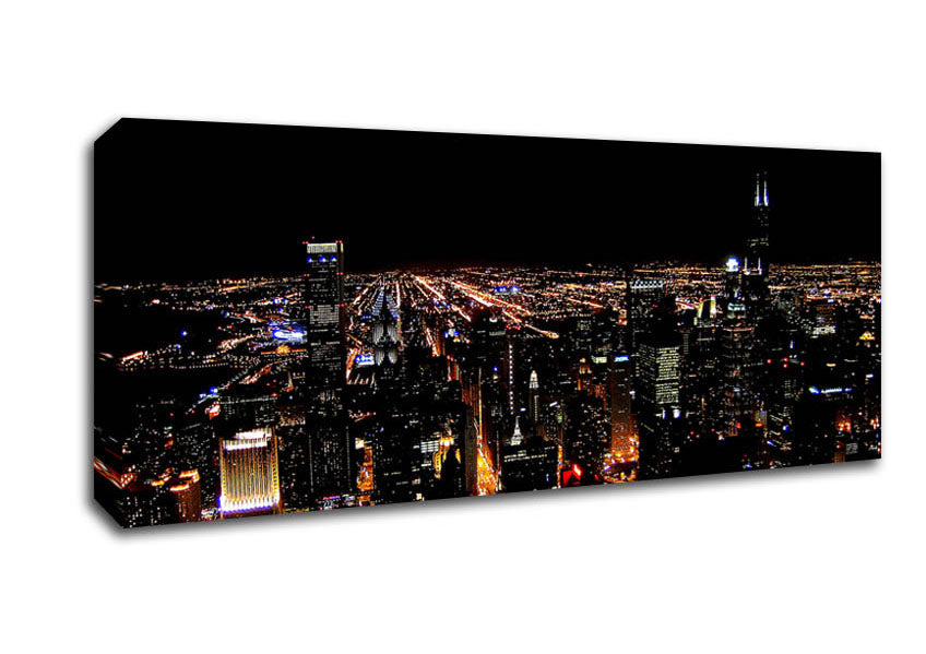 Picture of Nyc Night Lights Panoramic Canvas Wall Art