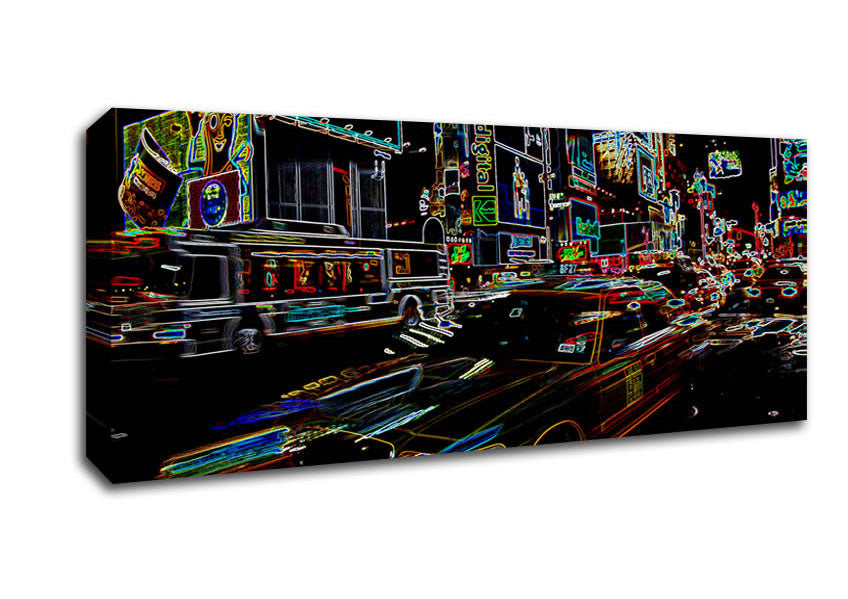 Picture of NYC Taxi Psychedelic Panoramic Canvas Wall Art