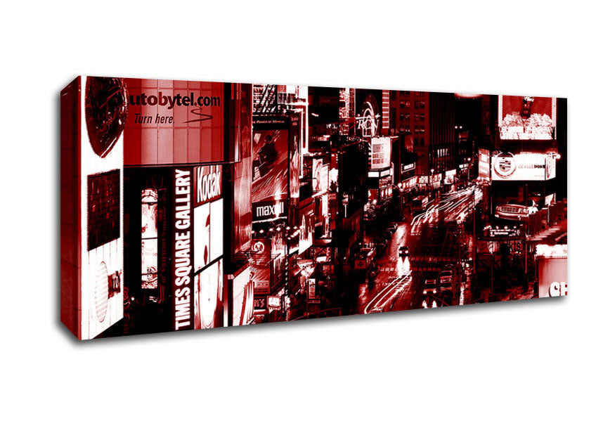 Picture of Nyc Times Square Red Glow Panoramic Canvas Wall Art