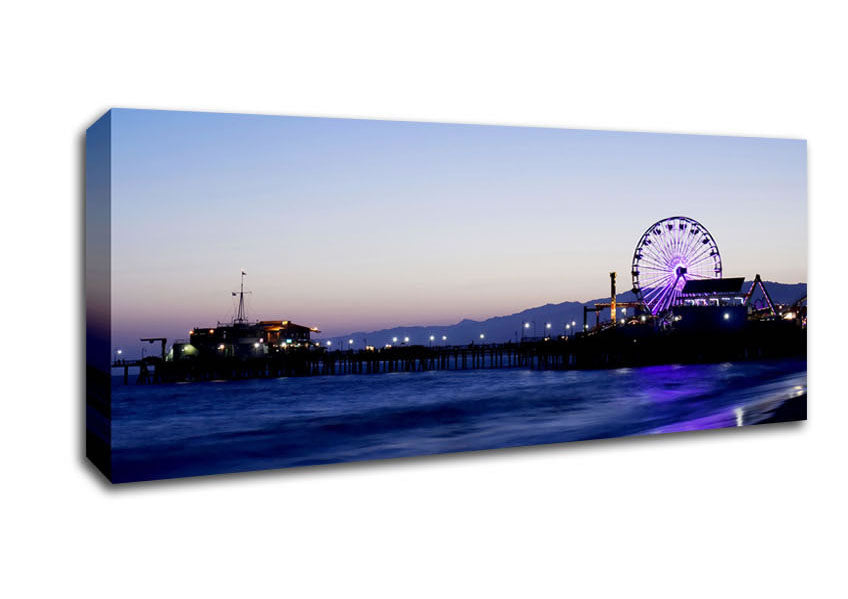 Picture of Ocean Pier Moonlight Panoramic Canvas Wall Art