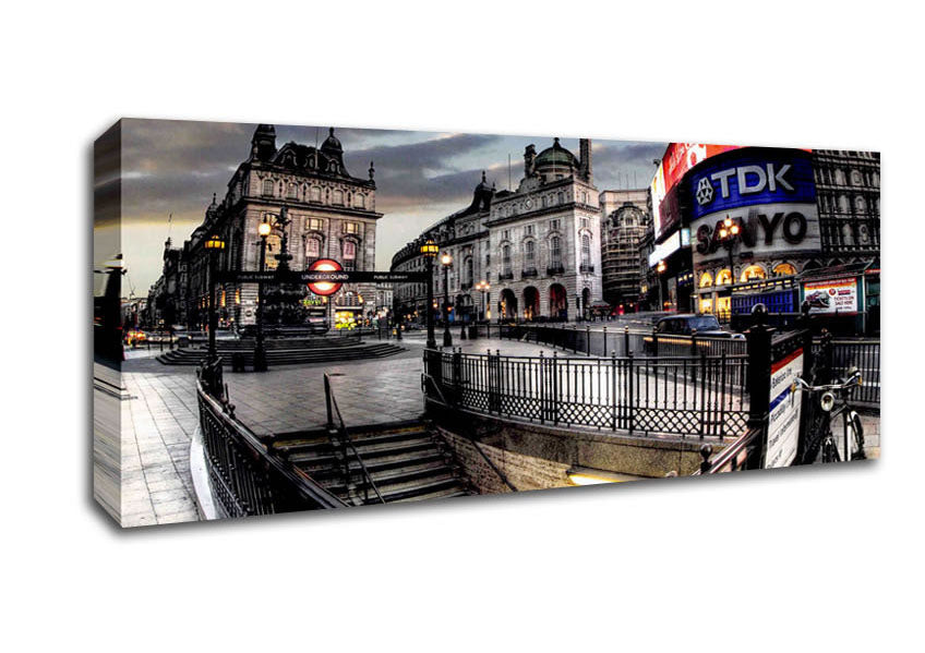 Picture of Piccadilly Circus London At Winter Panoramic Canvas Wall Art