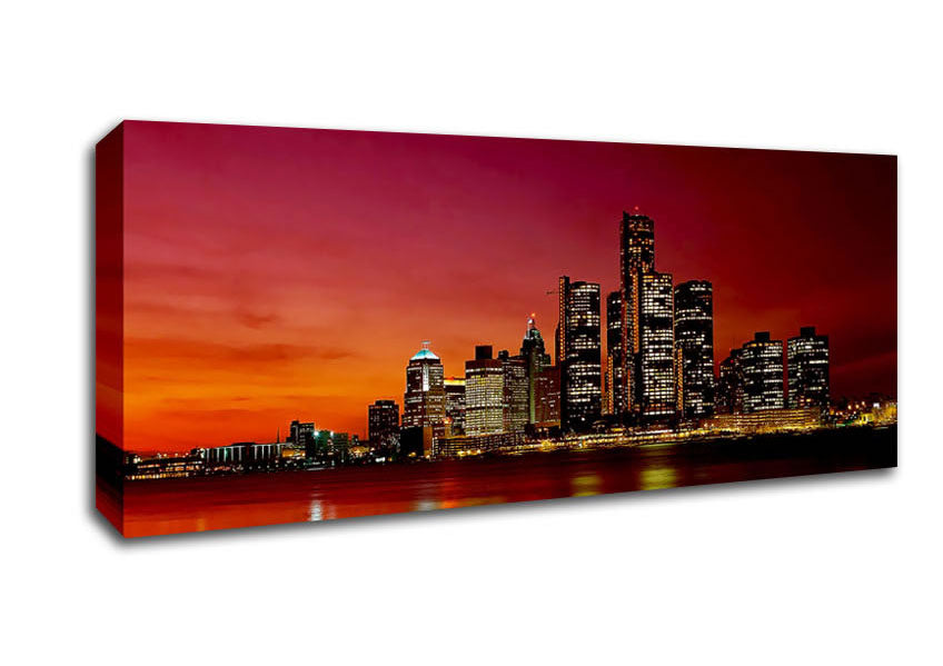 Picture of Pink City Lights Panoramic Canvas Wall Art