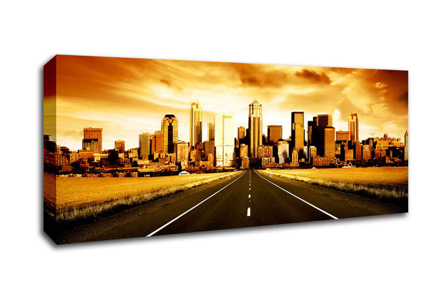Picture of Road To The Golden City Panoramic Canvas Wall Art