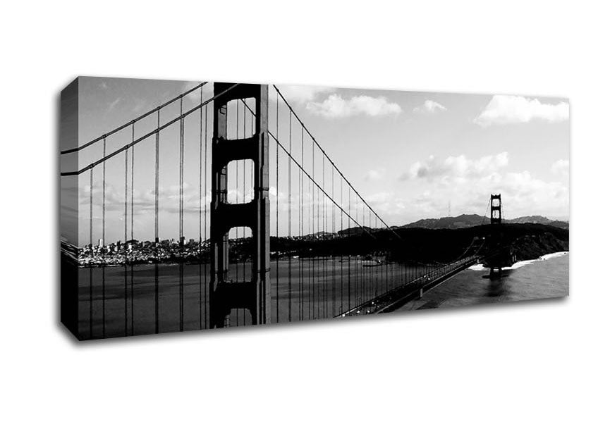 Picture of San Francisco Bridge B n W Panoramic Canvas Wall Art