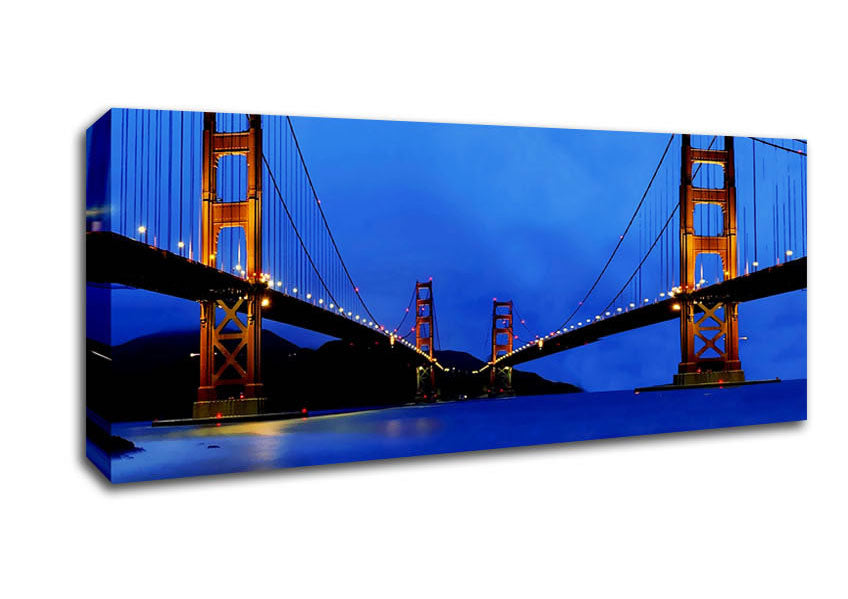 Picture of San Francisco Bridge Twins Blue Hue Panoramic Canvas Wall Art