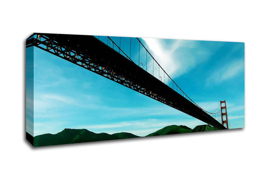 Picture of San Francisco Golden Gate Bridge Blue View Panoramic Canvas Wall Art