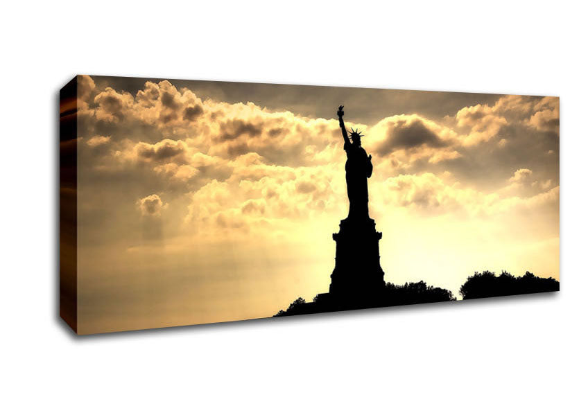 Picture of Statue Of Liberty United States Morning Rays Panoramic Canvas Wall Art