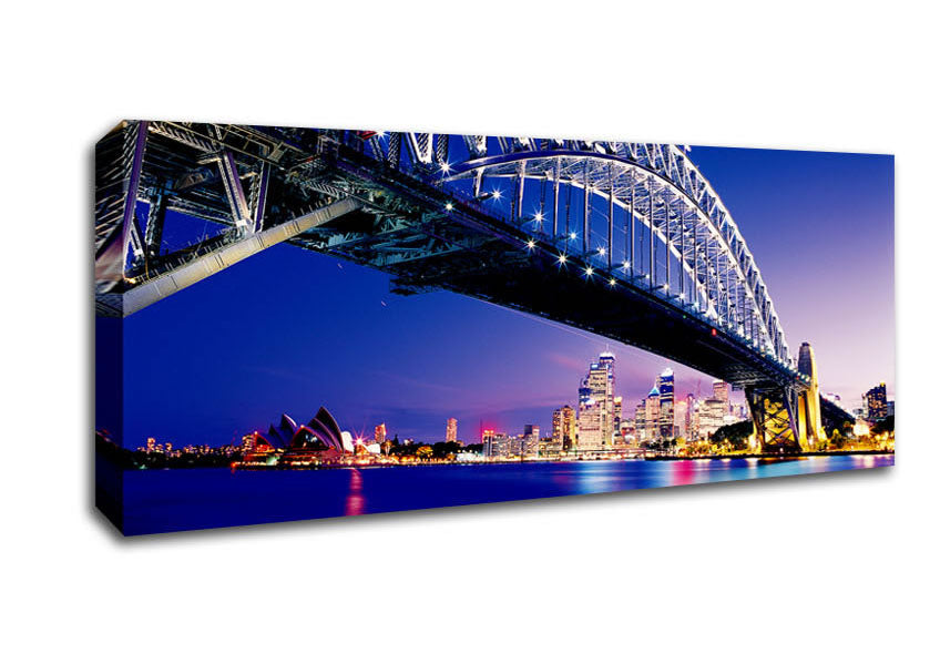 Picture of Sydney Harbour Bridge Blue Night Panoramic Canvas Wall Art