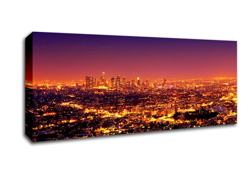 Picture of The City Of The Burning Lights Panoramic Canvas Wall Art