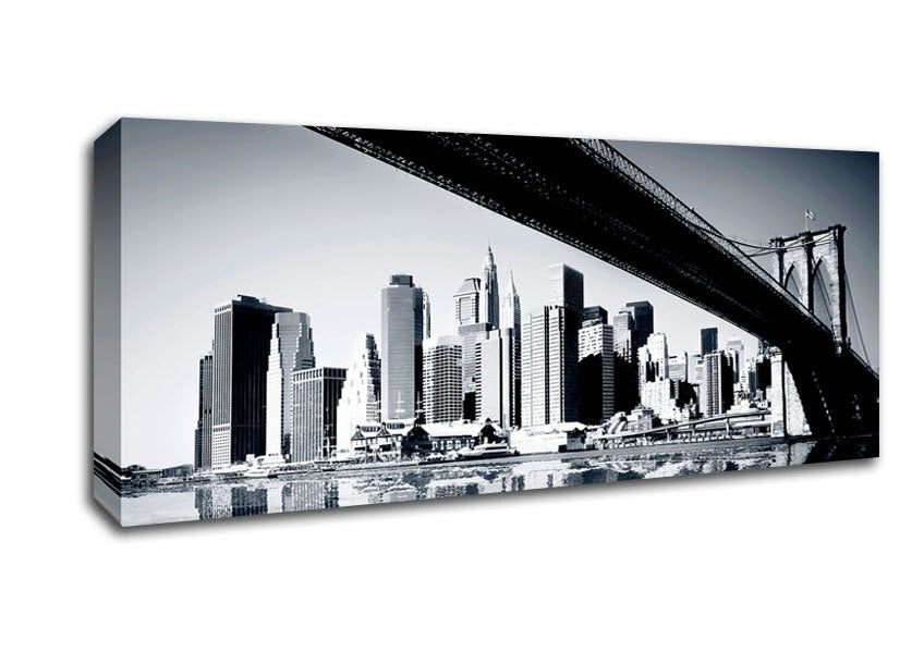 Picture of The Drive To New York City Blue Panoramic Canvas Wall Art